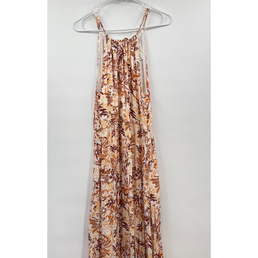 Joie Maxi Dress Halter Floral Print Tiered‎ Ruffled Tie Neck Women's L